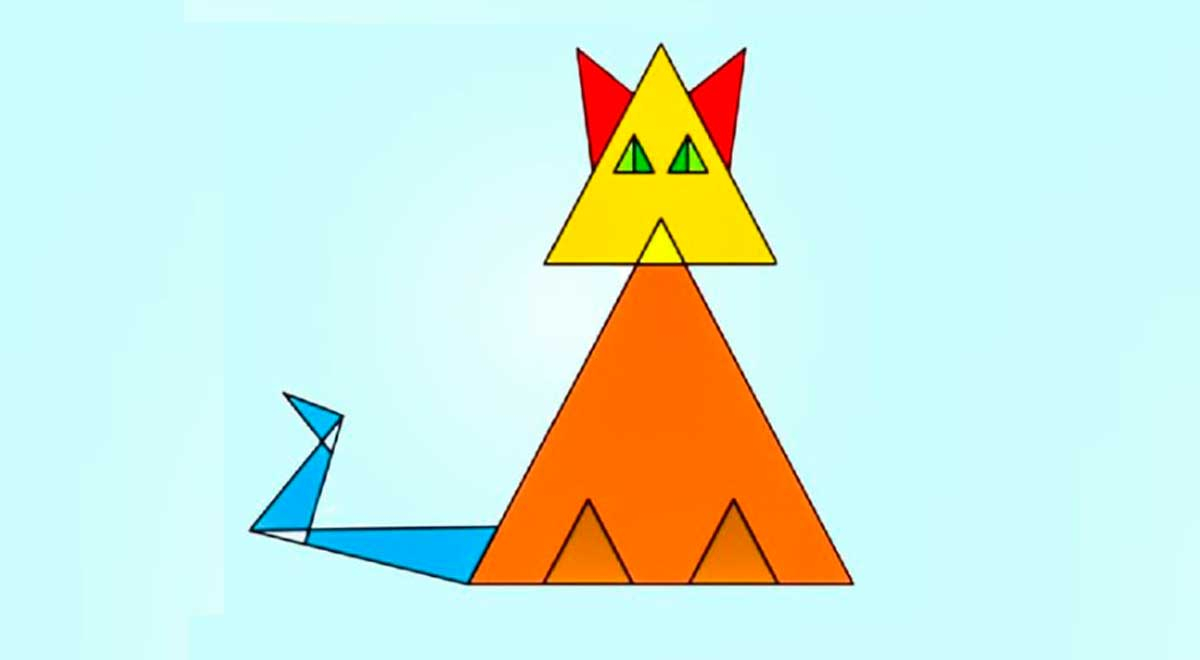 ¿Cuántos triángulos forman el gato? Tu respuesta revelará si tienes inteligencia superior
