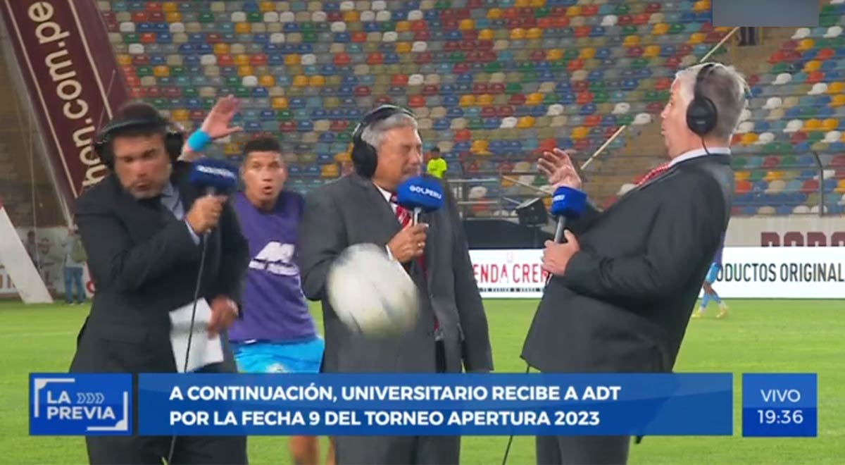 Periodistas de Gol Perú fueron sorprendidos con tremendo pelotazo en plena transmisión en vivo