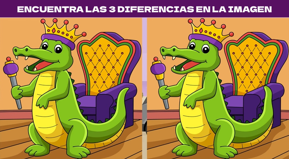 ¿Logras ver las 3 diferencias entre los cocodrilos? Si eres GENIO responderás en 8 segundos