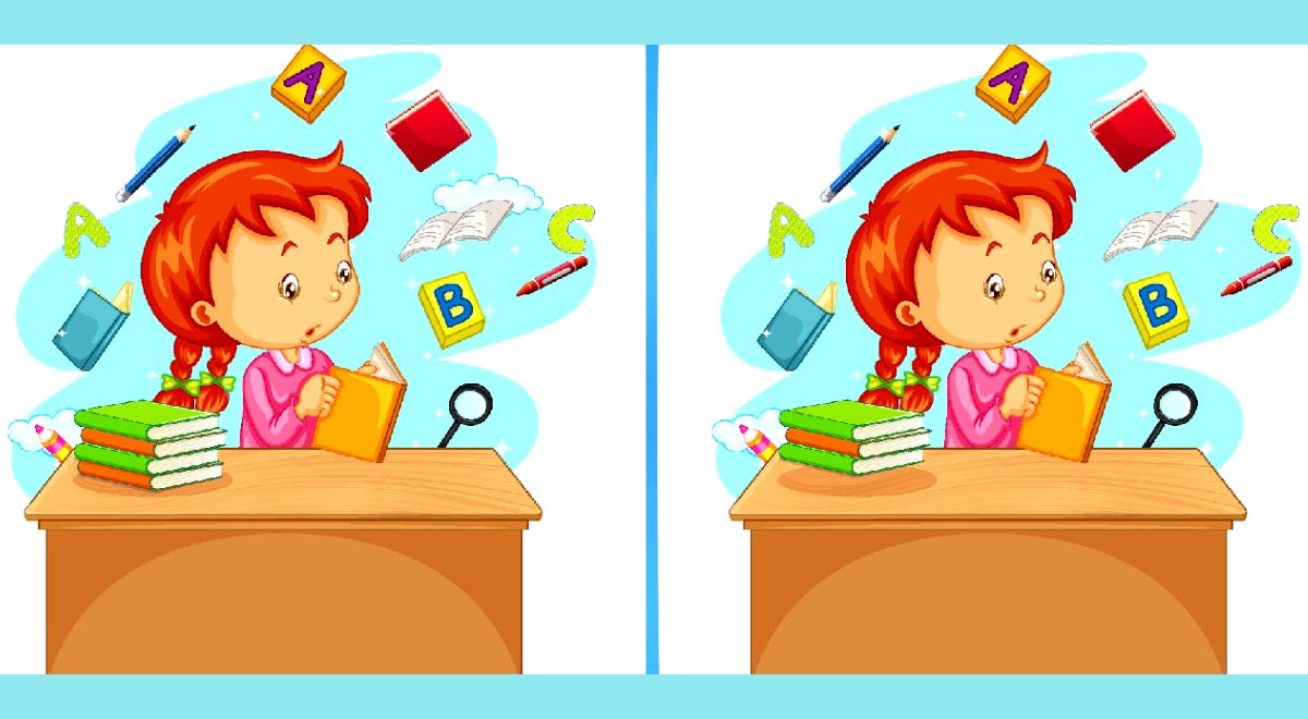 Resuelve este RETO EXTREMO: Halla las 2 diferencias de la niña estudiosa en 5 segundos