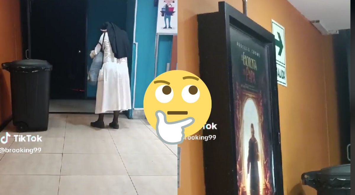 Monja es captada entrando a sala de cine para ver 