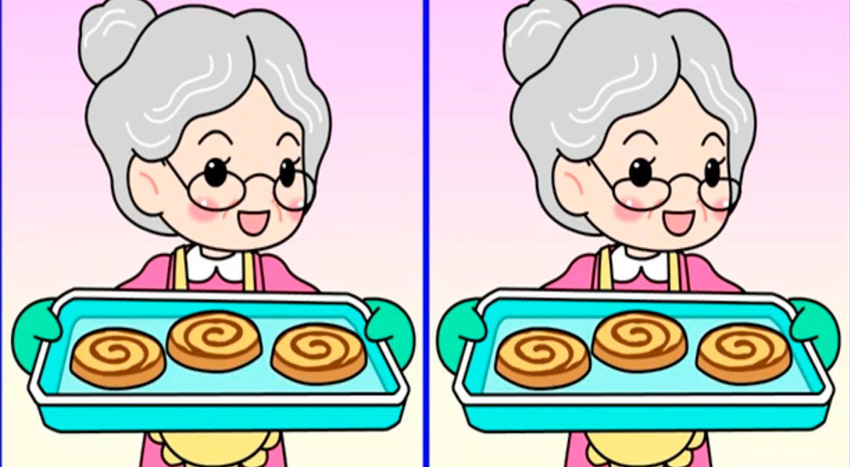 Si tienes BUENA VISIÓN podrás vencer el RETO VISUAL: identifica las 3 diferencias de la abuela