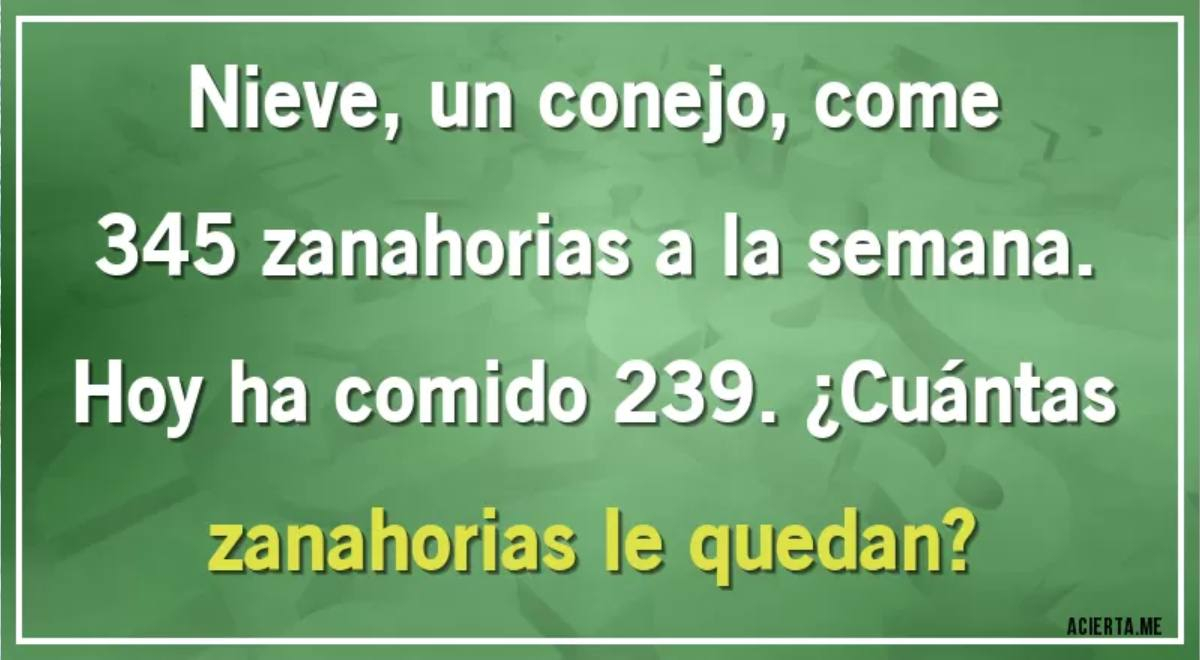 ¿Cuántas zanahorias quedan? El 99% de personas NO logró superar el DÍFICIL ACERTIJO