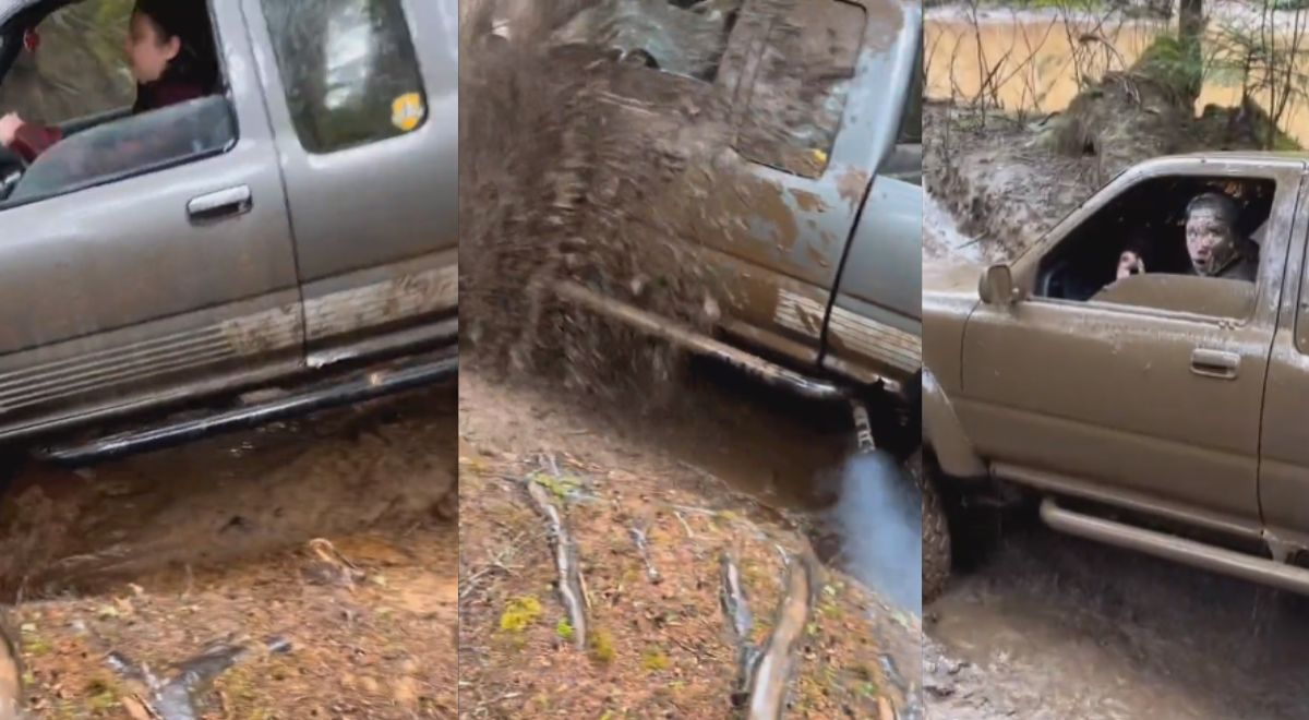 Mujer olvida cerrar la ventana de su auto y se embarra de lodo al momento de acelerar