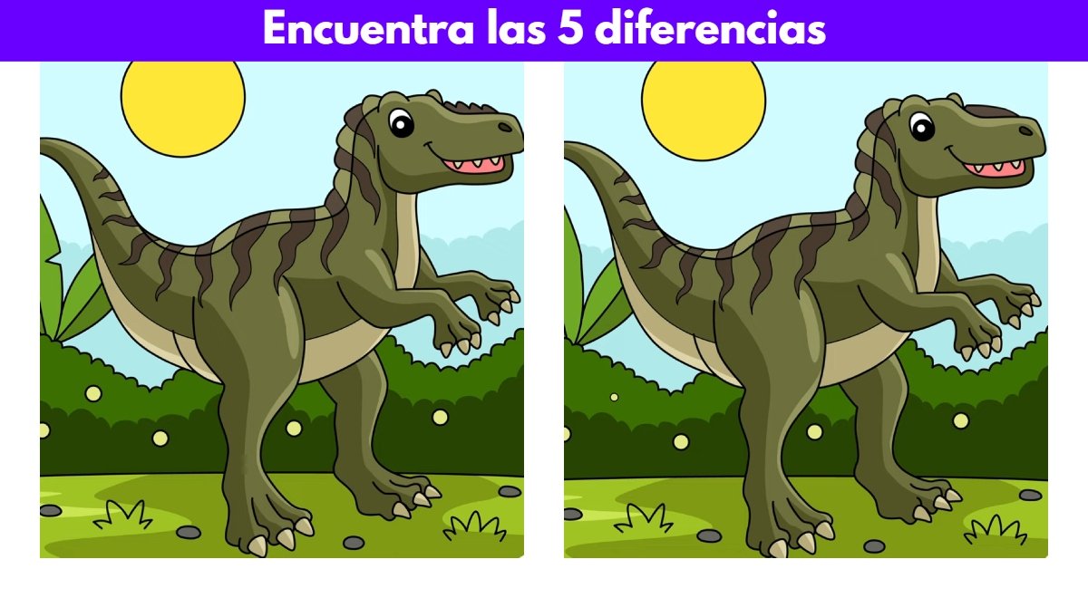 Encuentra las 5 diferencias entre los dinosaurios: el 2% lo logró en 10 segundos