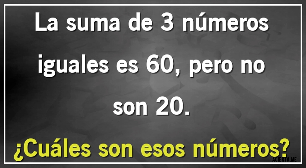 ¿Cuáles son esos números? Solo UN GENIO resuelve este acertijo extremo en 5 segundos