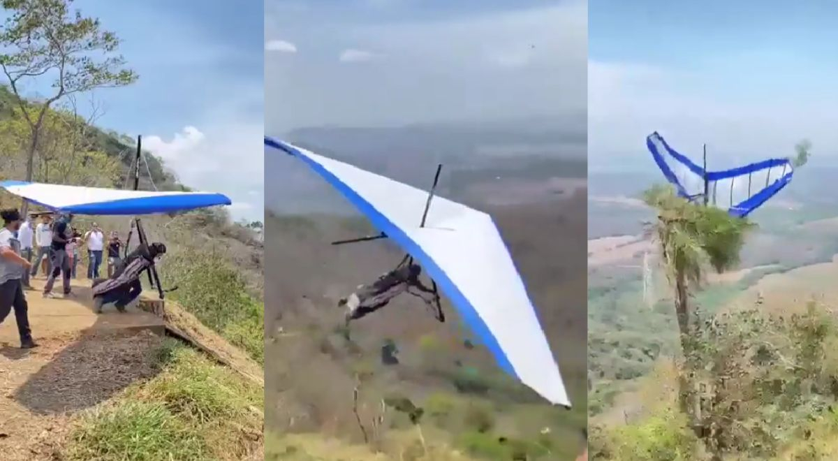 Intentó impresionar practicando ala delta, pero se estrella con palmera: 