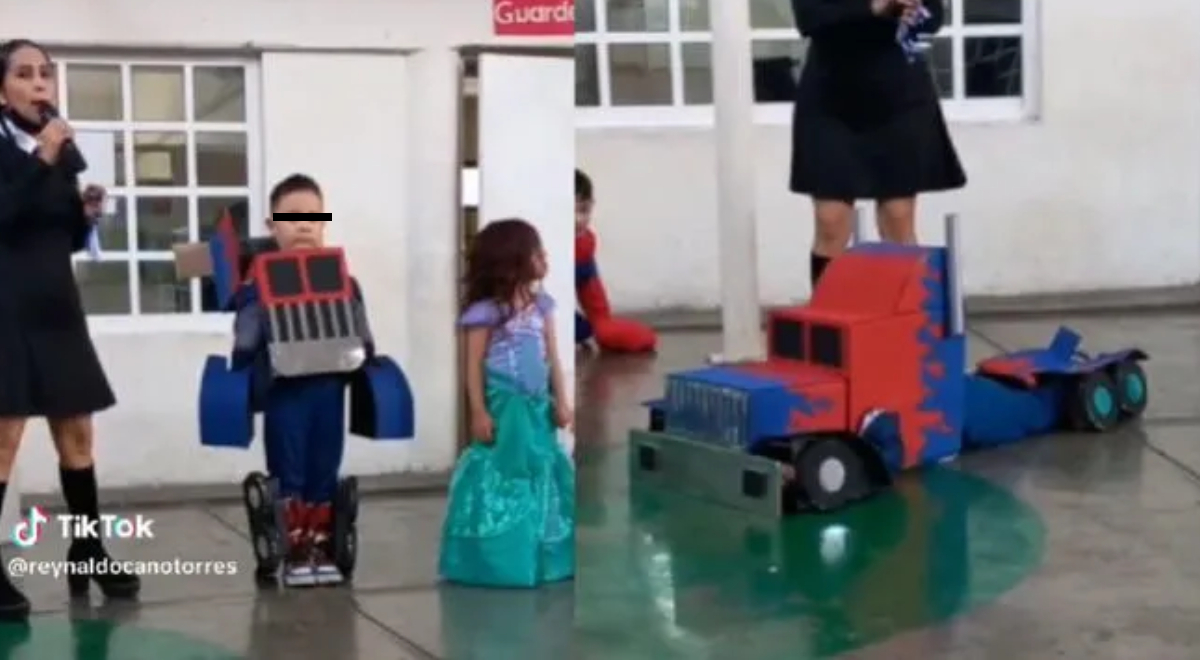Niño sorprende con su disfraz convertible de Optimus Prime y se vuelve viral en TikTok