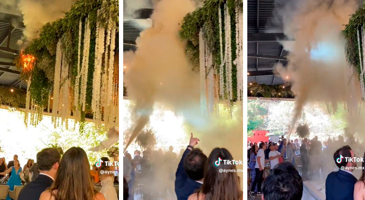 Incendio paraliza boda, lo apagan con extintor y reaccionan: 