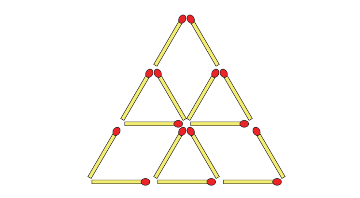 Solo GENIOS lo resuelven en 8 segundos: retira 3 fósforos y desaparece los triángulos