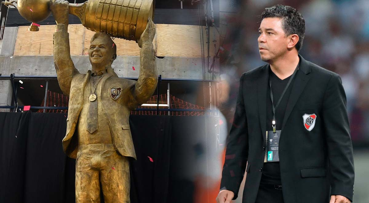 The statue of Marcelo Gallardo that has caused great controversy on social media.