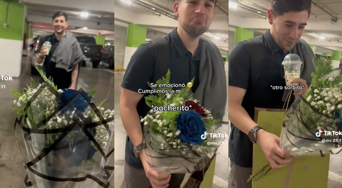 Joven regala flores a su novio y su reacción enternece a usuarios de TikTok: 