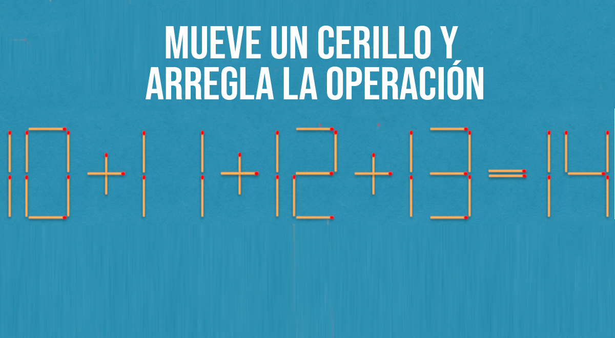 Mueve 1 cerillo y arregla esta operación matemática: tienes 5 segundos para superar este acertijo