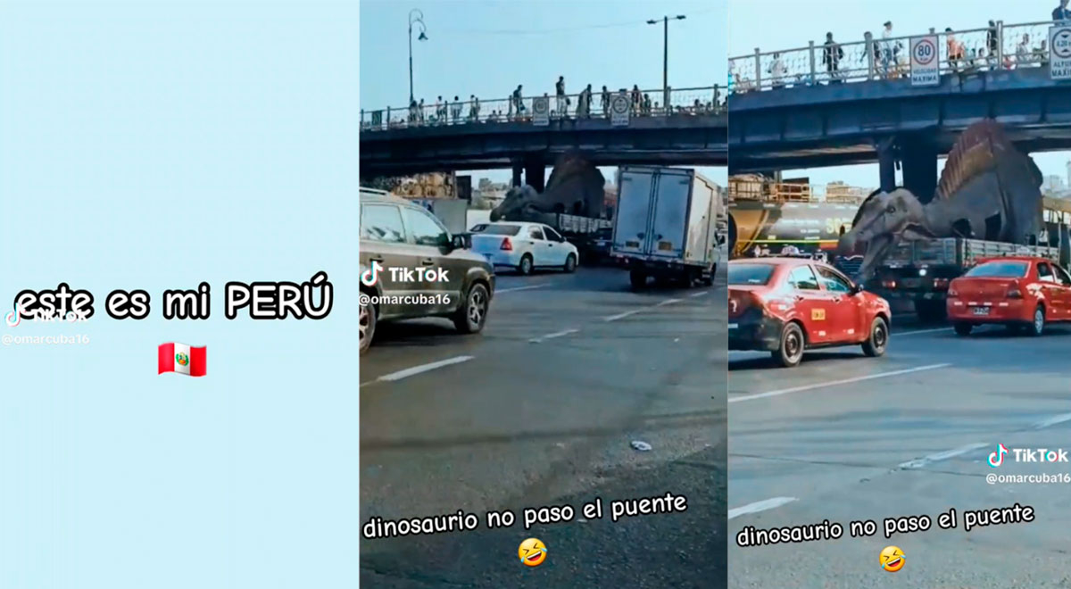 Dinosaurio se atora en puente Acho y forma tráfico: 