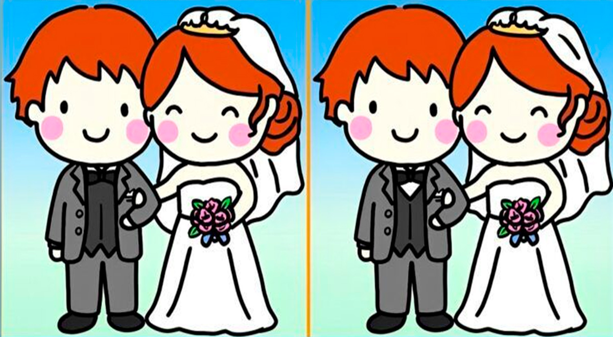 El 99% falló en este RETO VISUAL: ¿Podrás hallar las 3 diferencias de los recién casados?