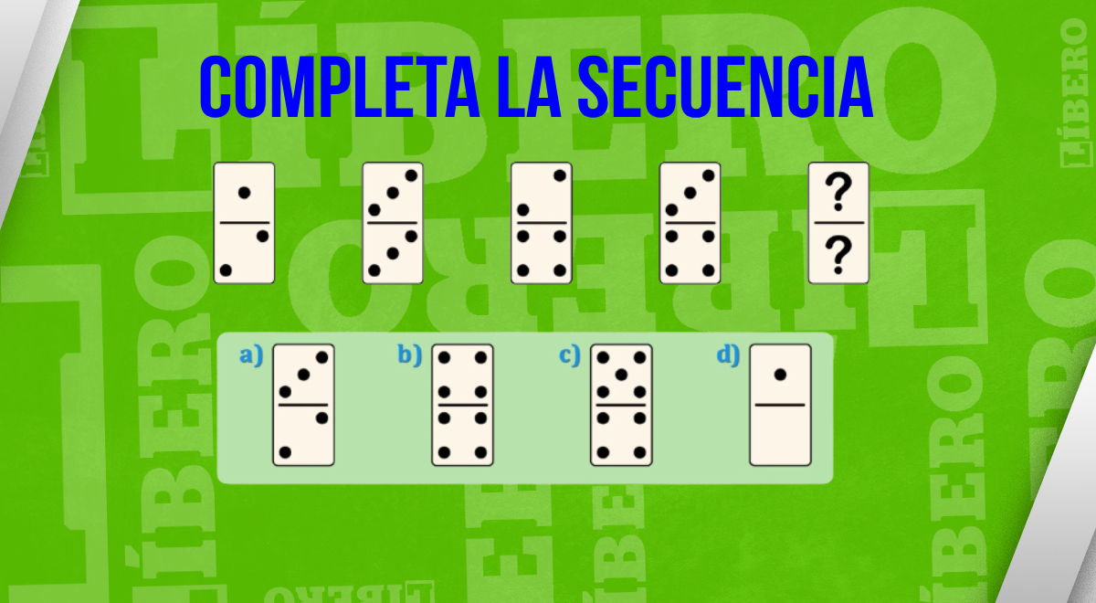 Completa la secuencia del reto mental del día: ¿Cuál es la ficha de dominó que sigue?
