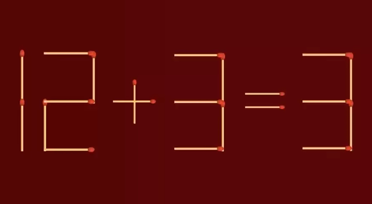 Mueve un SOLO cerillo para corregir la ecuación 12+3=3: ¿Podrás vencerlo en 5 segundos?