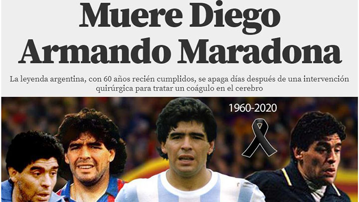 Diego Armando Maradona Así Informaron Los Medios Internacionales Sobre Su Muerte Fotos 9041