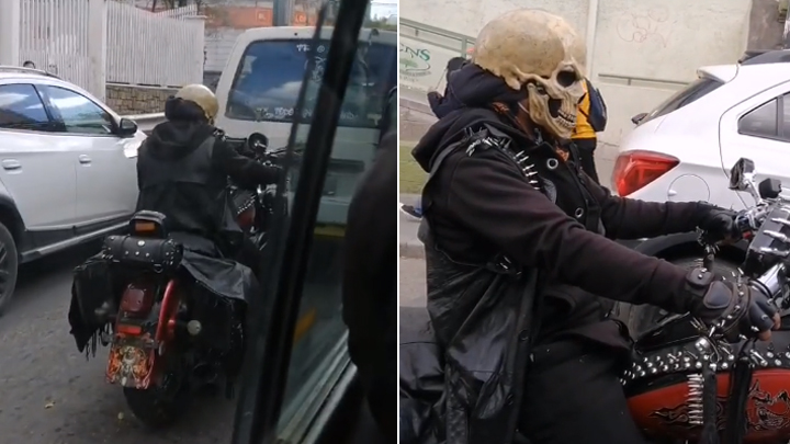 Eres Ghost Rider? Joven se luce con casco de calavera por las de Lima - Video
