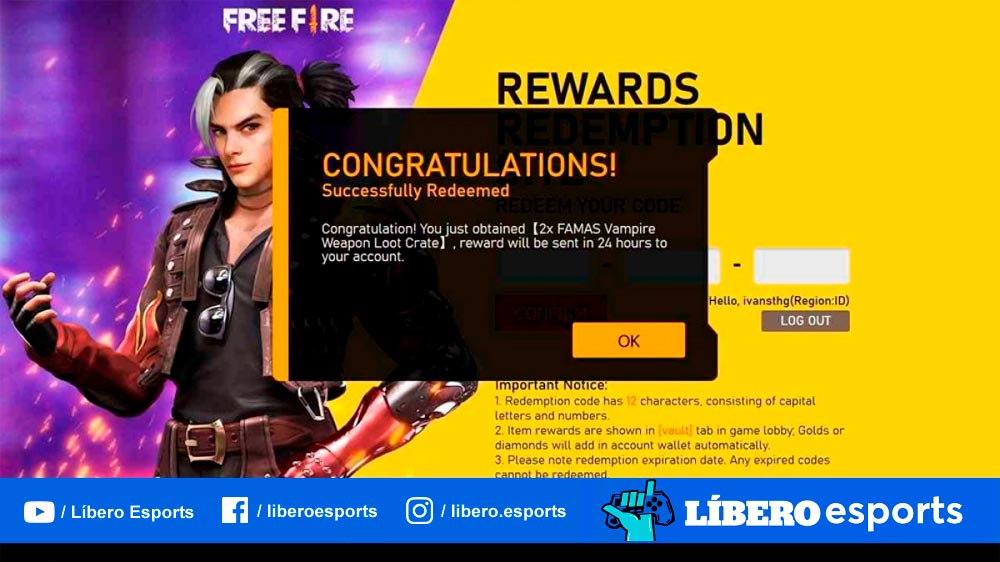 Free Fire: códigos de canje gratis para hoy, 10 de junio de 2021