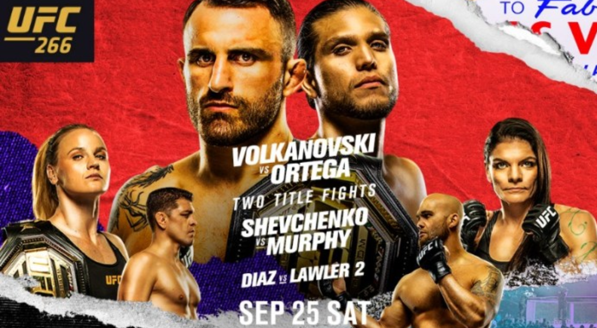 UFC 266 Día, hora, canal de TV, cartelera y dónde ver peleas desde Las