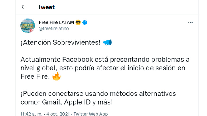 Free Fire: alternativas para iniciar sesión tras la caída de Facebook