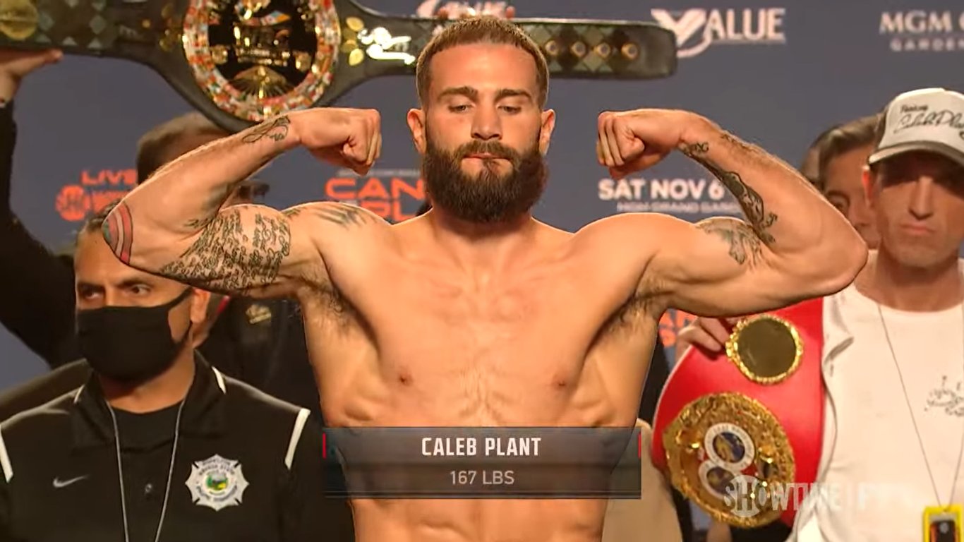 Caleb Plant and his weigh-in.