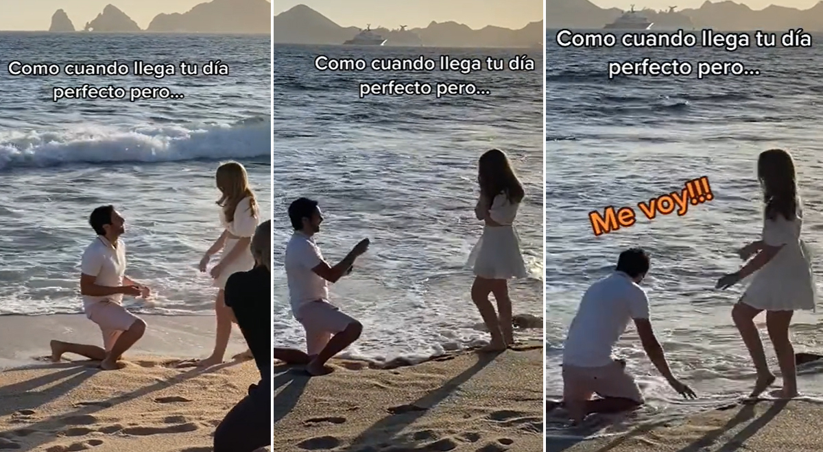 Le propone matrimonio a su novia en la playa y se le cae el anillo al mar