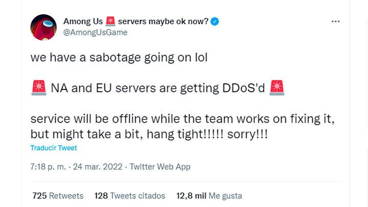 Ataque DDoS deixa os servidores de Among Us fora do ar