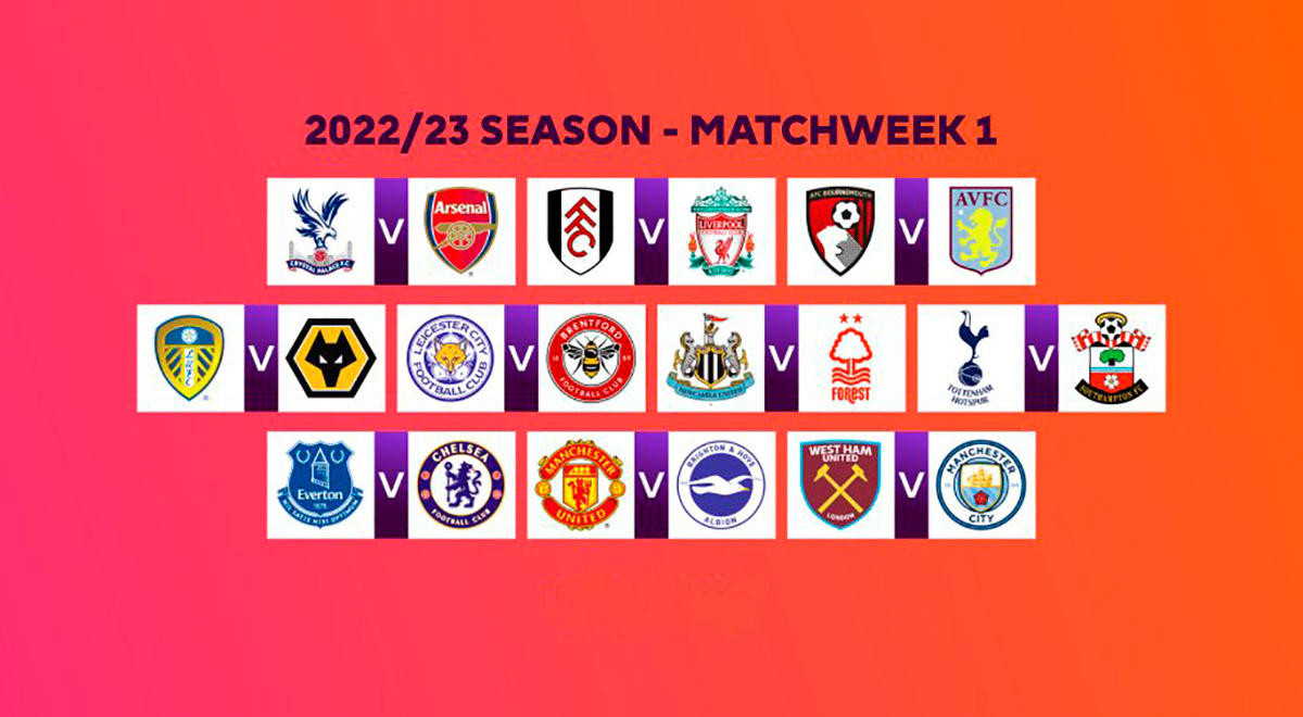 Premier League 2022 23 Fixture calendario y equipos para el certamen