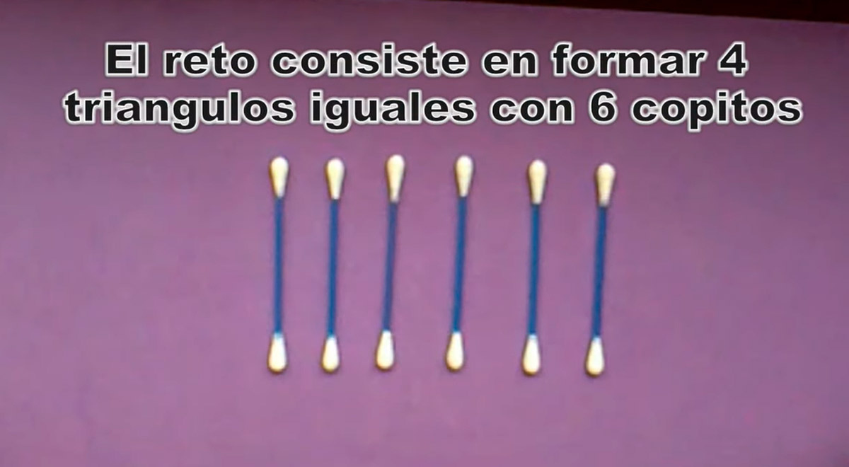 ¿Puedes armar 4 triángulos con 6 palitos? Si lo resuelves eres todo un
