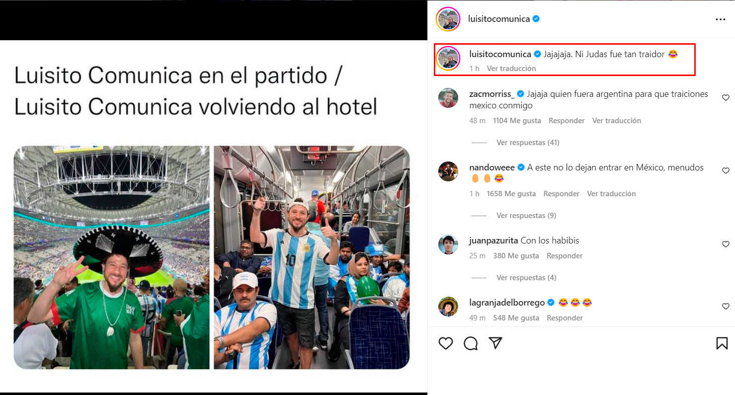 Luisito Comunica recibe críticas por posar con camiseta de Argentina tras  derrota de México