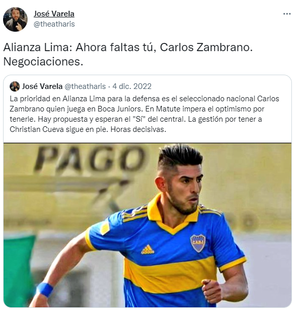 Alianza Lima: Carlos Zambrano ilusiona a Alianza cuando deje Boca