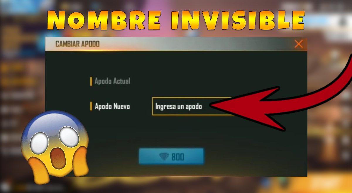 Free Fire  cómo ocultar nuestro nombre y crear un nick invisible