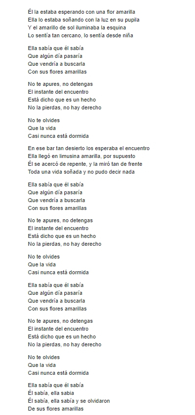 letra de flores amarillas