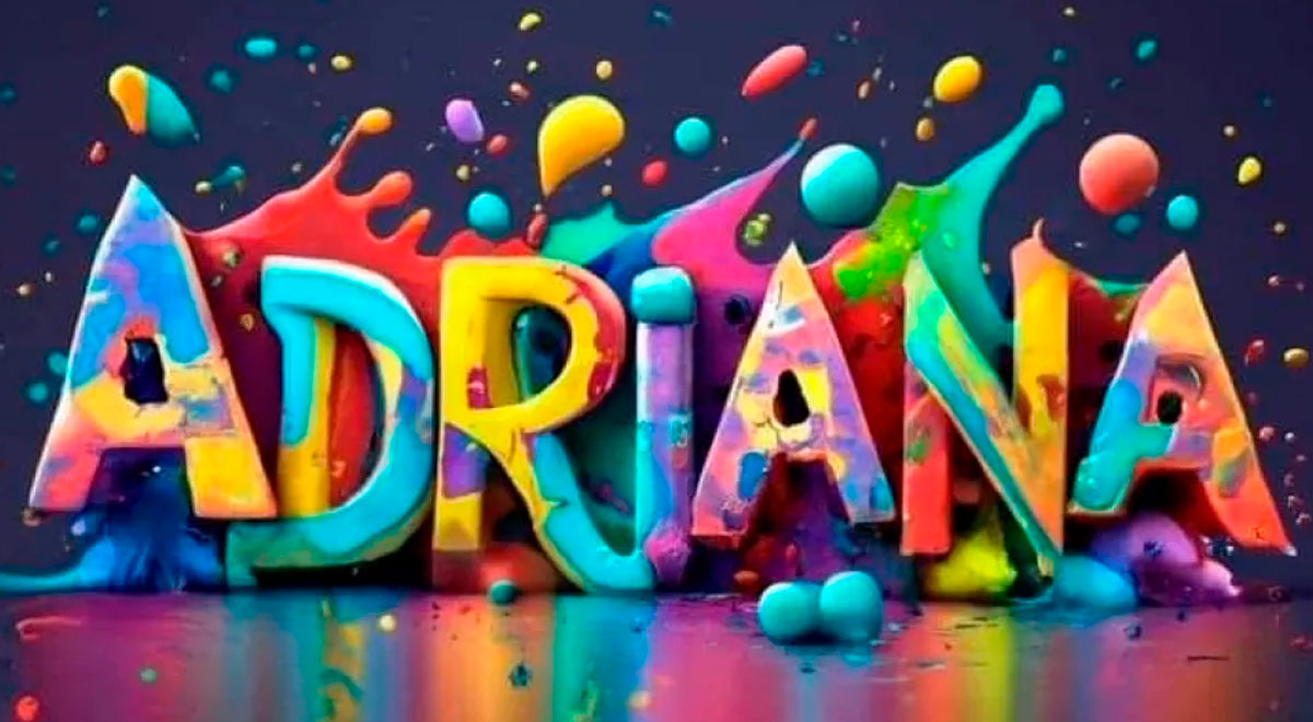 Ideogram del nombre Adriana en 3D con colores neones. inteligencia artificial nombres en 3d ideogram