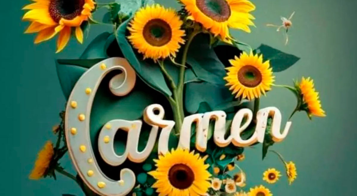 Ideogram del nombre Carmen con girasoles para descargar gratis. inteligencia artificial nombres en 3d ideogram