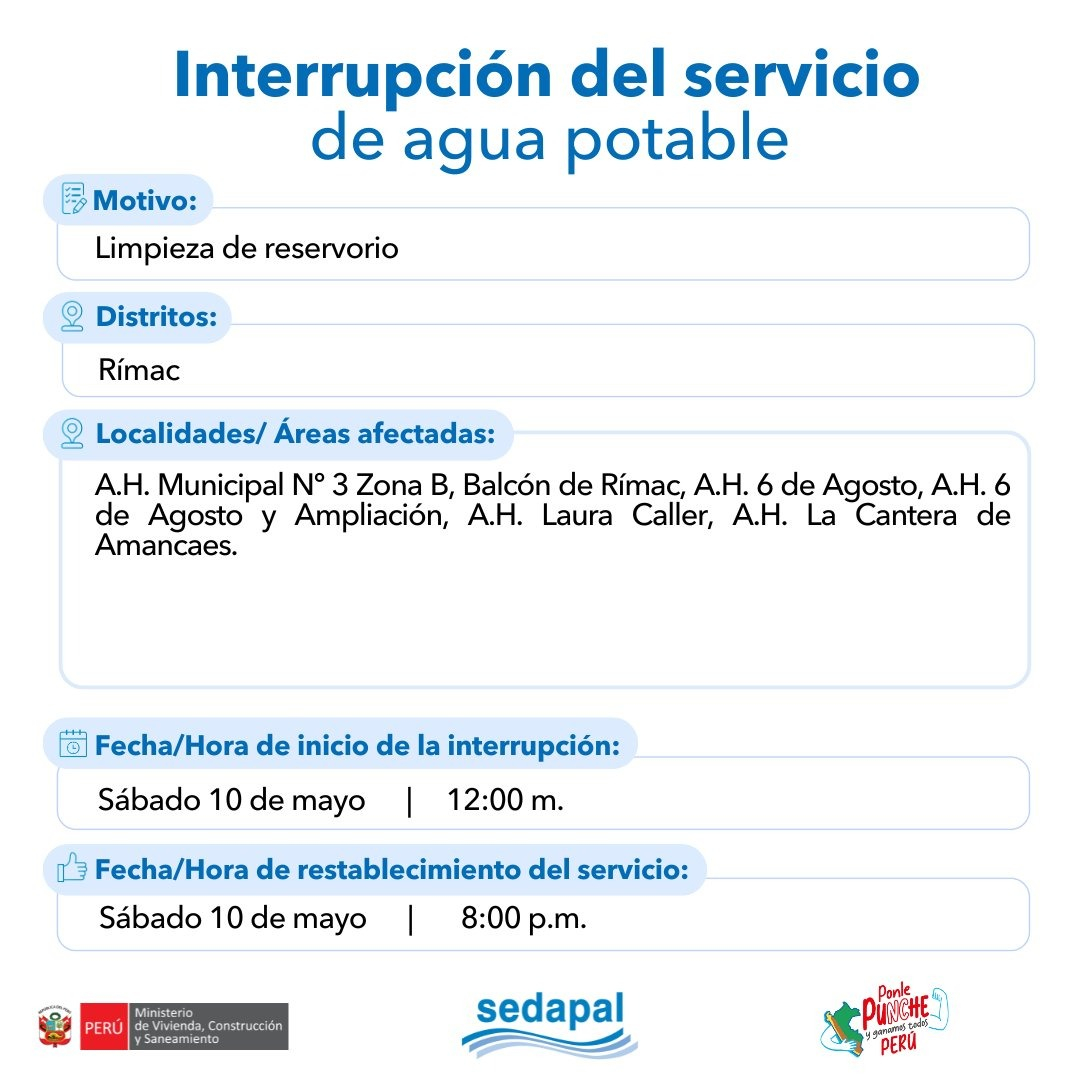 corte de agua rimac