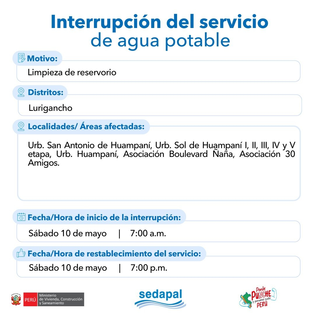corte de agua lurigancho
