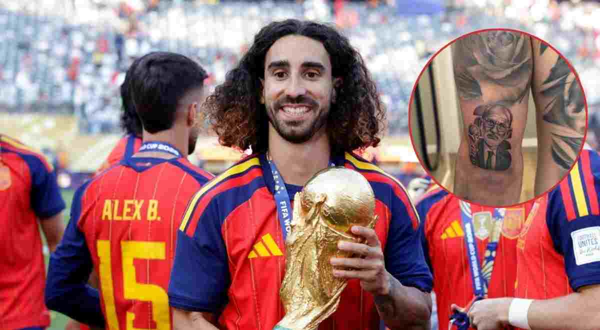 Marc Cucurella se tatuó el rostro de Luis de la Fuente.
