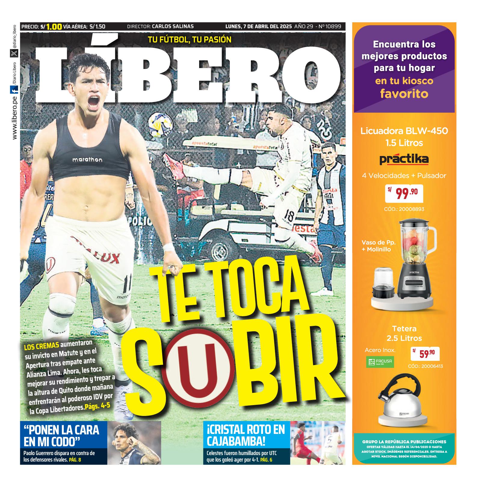 Edición Impresa - Libero | Lima - Lunes 07 de Abril del 2025